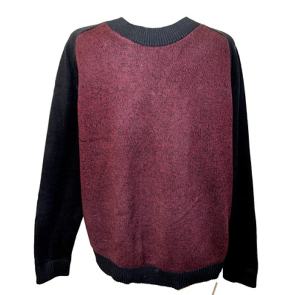 Gap Mens XL Crewneck Sweater Burgundy Black Colorblock Raglan Marled Knit